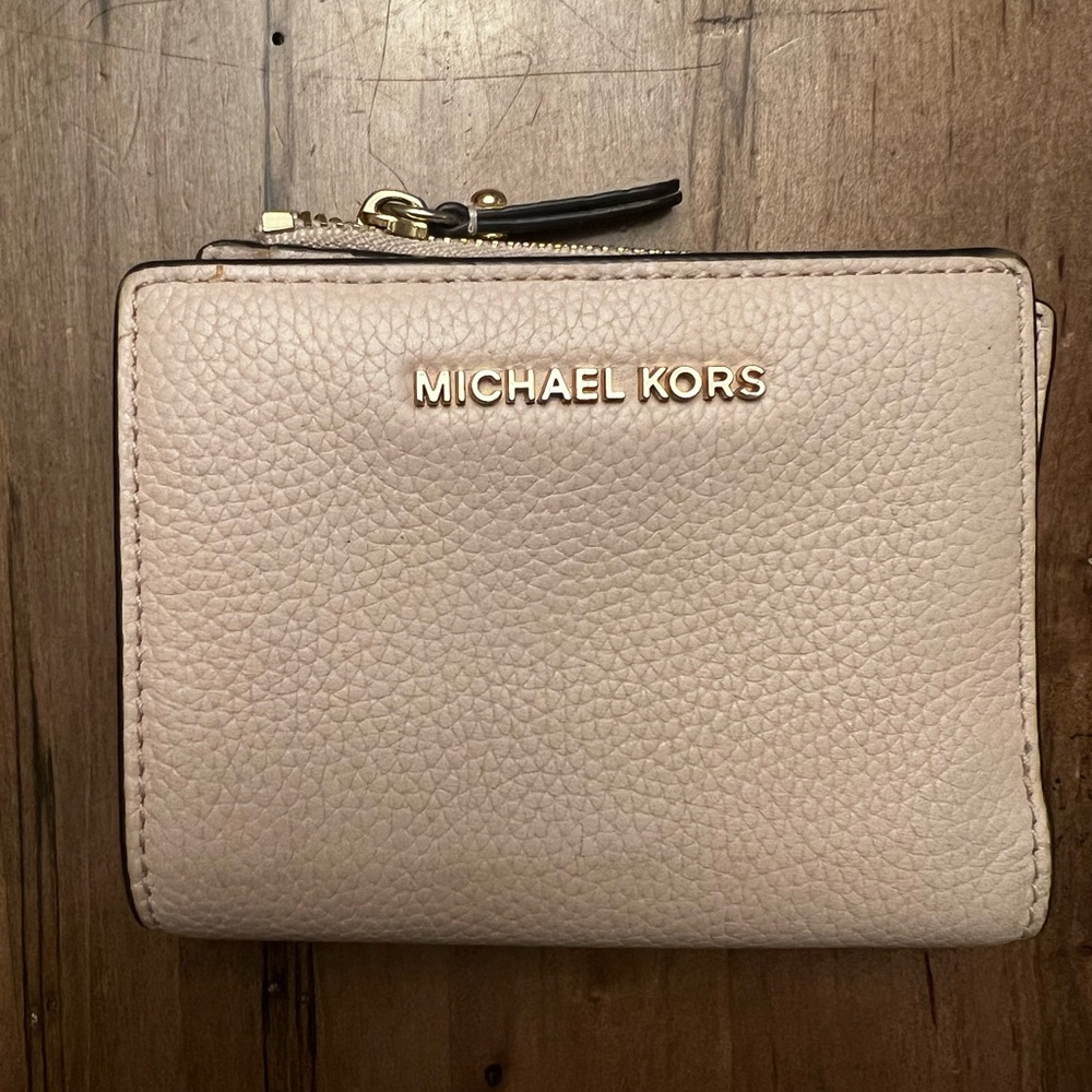 Michael Kors Pink Leather Wallet with Gold Details